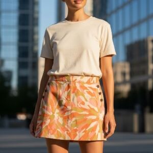 J. Crew Factory Orange Floral Mini Skirt